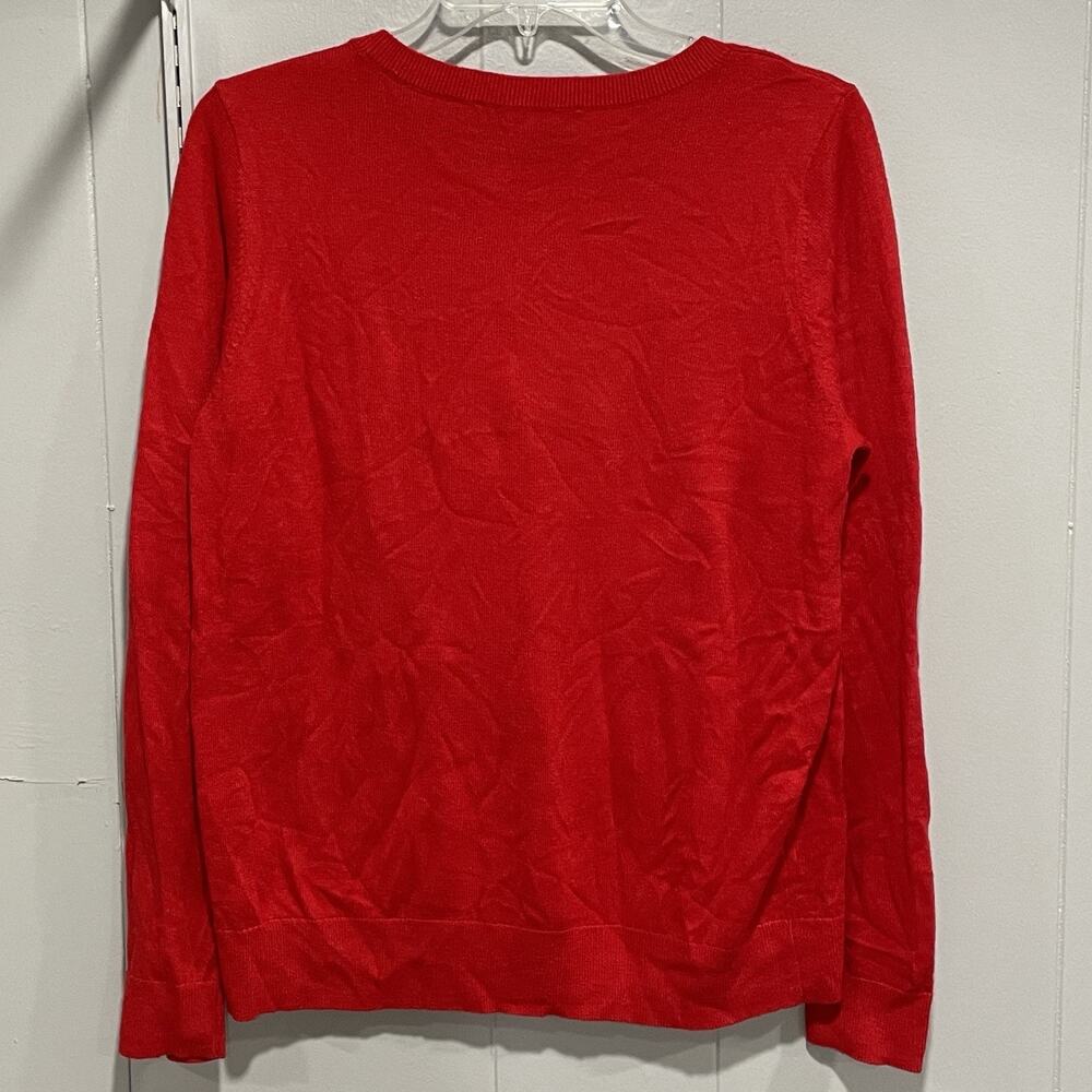 LOFT Womens Penguin Family Knit Sweater Large Red Holiday Winter Novelty Animal - Picture 3 of 5